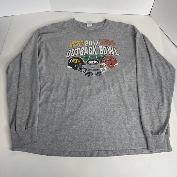 2017 Outback Bowl Long Sleeve Shirt, XL, Grey, Graphic, Iowa Vs Florida, Gildan - Picture 7 of 10